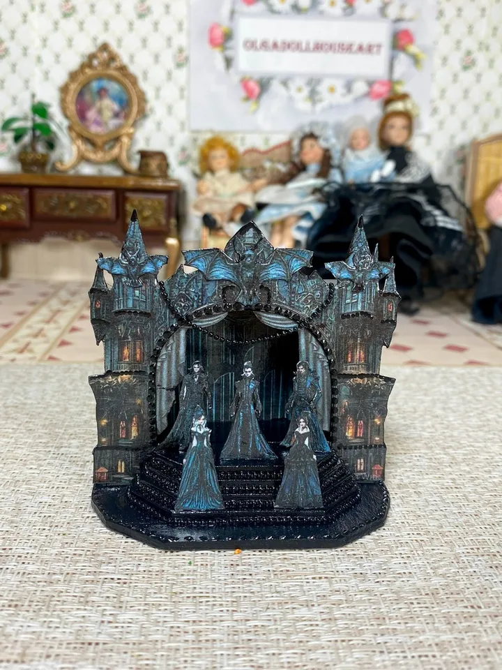 Gothic puppet theaters. Theaters for a stylized dollhouse. Gothic. 1:12. Handmade.