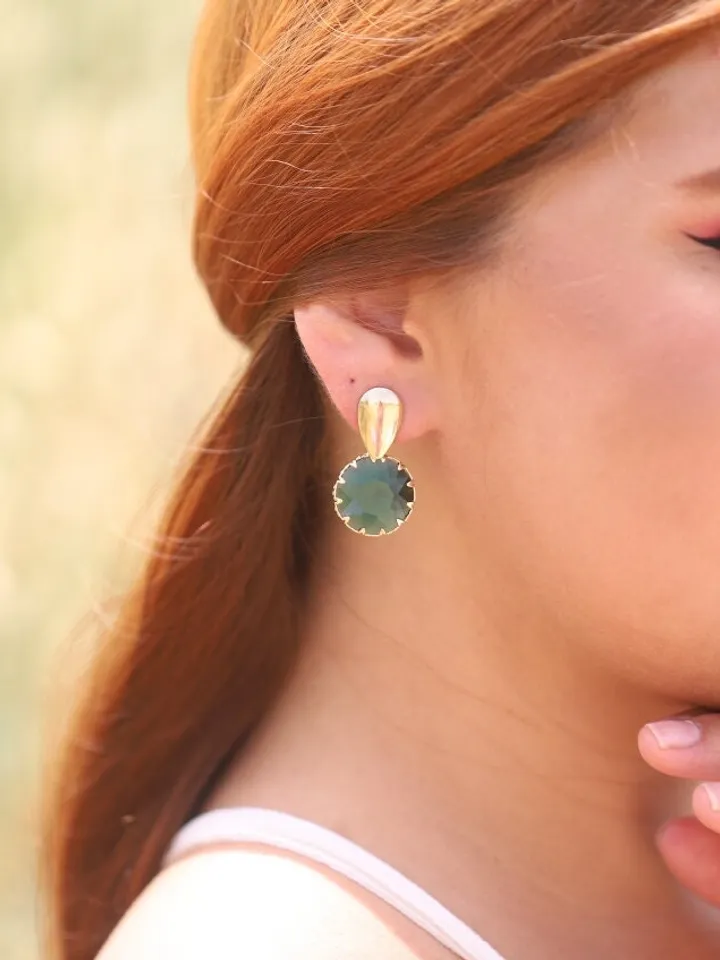 Gold , Emerald Green Boho Bridal Earrings , Swarovski Crystal Statement Boho Wedding Earrings , Boho Bridal Jewelry , Boho Wedding Jewelry,