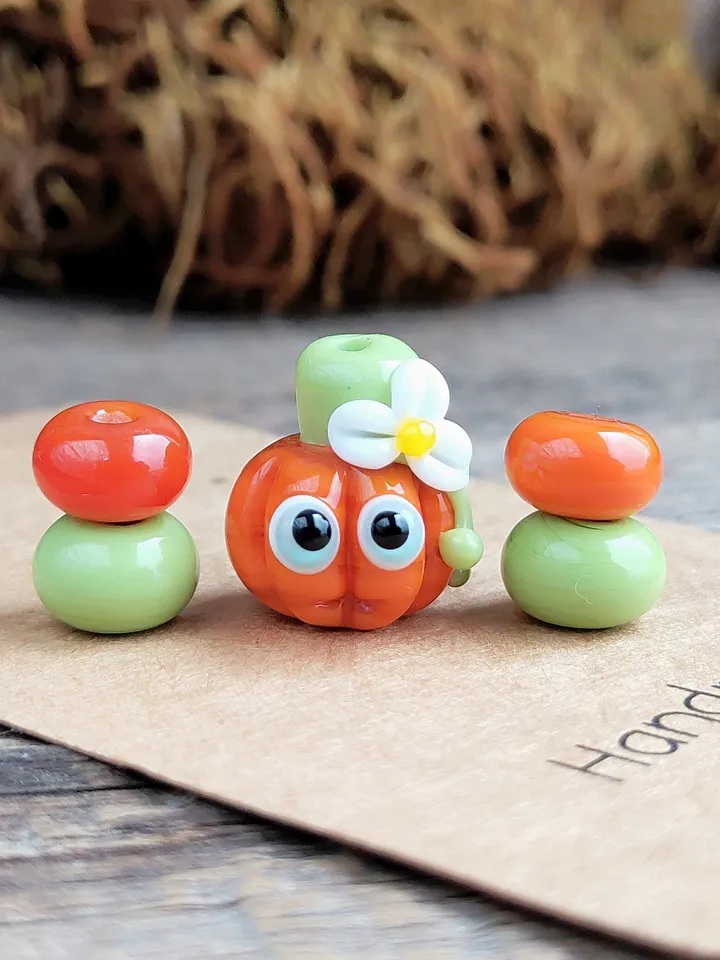 Tiny monster miniature Pumpkin figurine glass monster figurine Glass pumpkin for terrarium decoration Halloween miniature