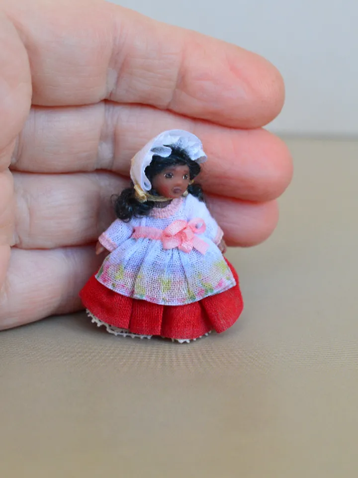 Miniature doll in 24th scales. Handmade doll toy. Miniature for dollhouse.