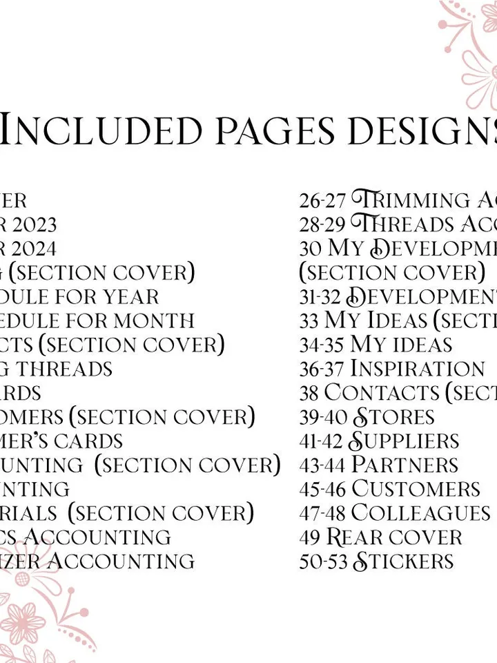 Embroidery and sewing business planner Printable A5 PDF Planner Embroidery Journal planner 49 pages Stickers Template Digital Planner