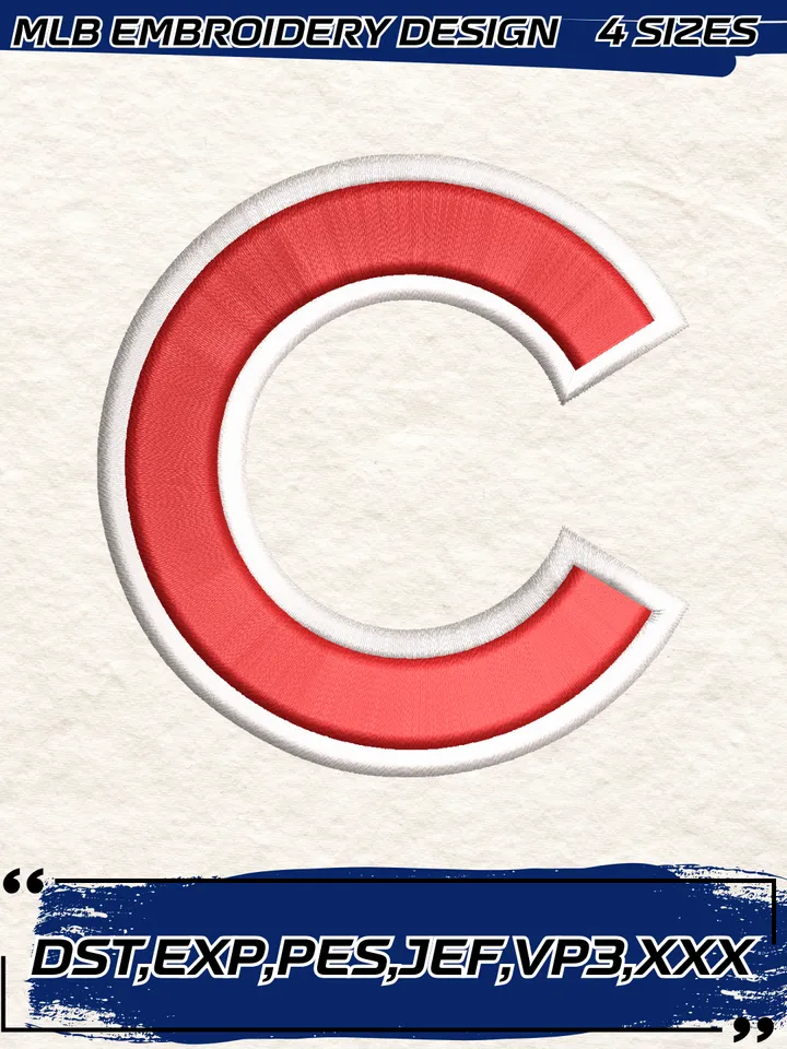 Chicago Cubs Cap Logos Embroidery Design,MLB Embroidery Design,Machine Embroidery Design File,4 Sizes, Digital Download