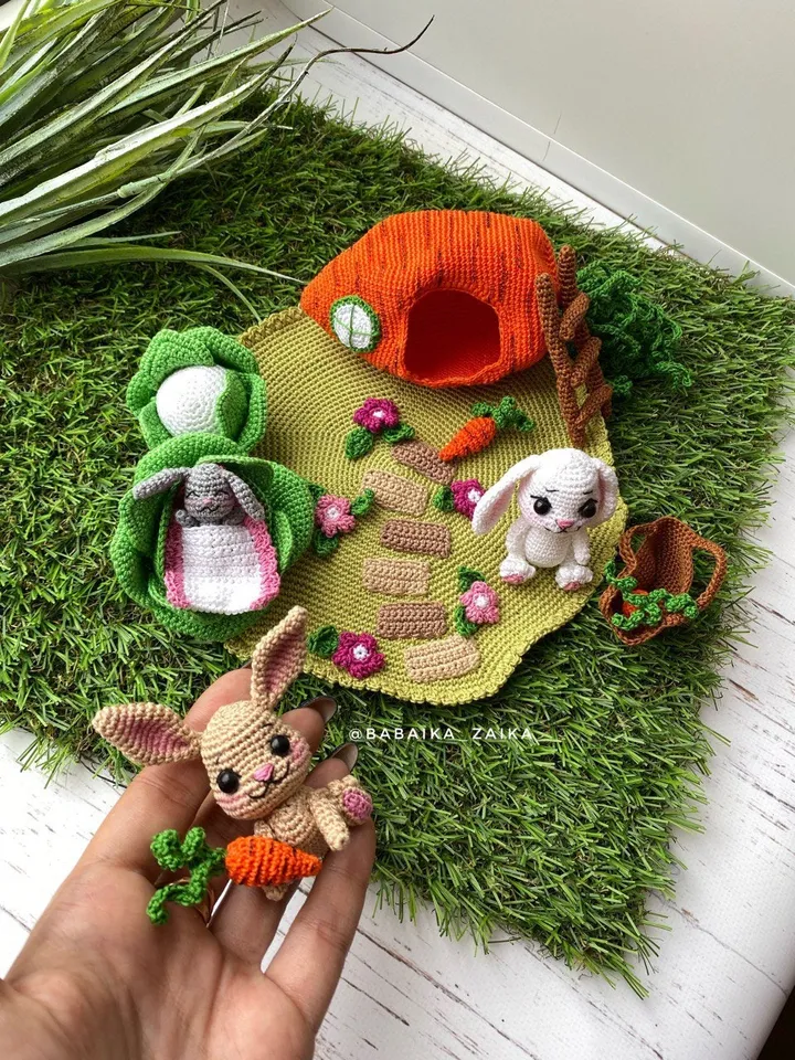 PDF Crochet Pattern Bunny's House, Small Toy Pattern, Amigurumi, Animal Pattern, Amigurumi bunny pattern, House Pattern