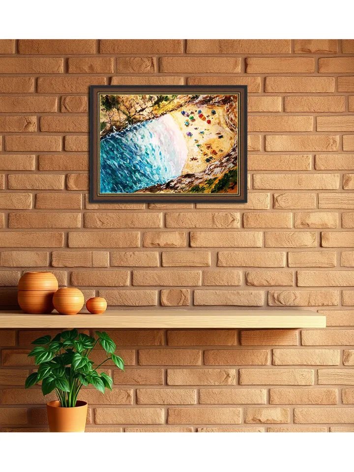 Azure Coast Painting Aerial Original Art Watercolor Artwork France Painting Beach Wall Art 11 by 16 by TatianaArtShop