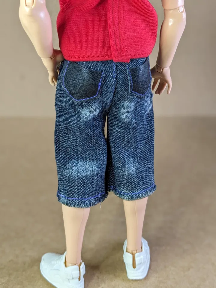 Handmade distressed denim shorts for 11.5 inch fashion male doll