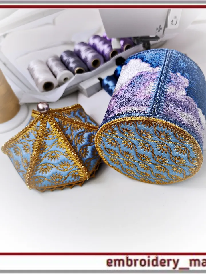 In the hoop Box with lid designs Clouds by Embroidery Manavi 05