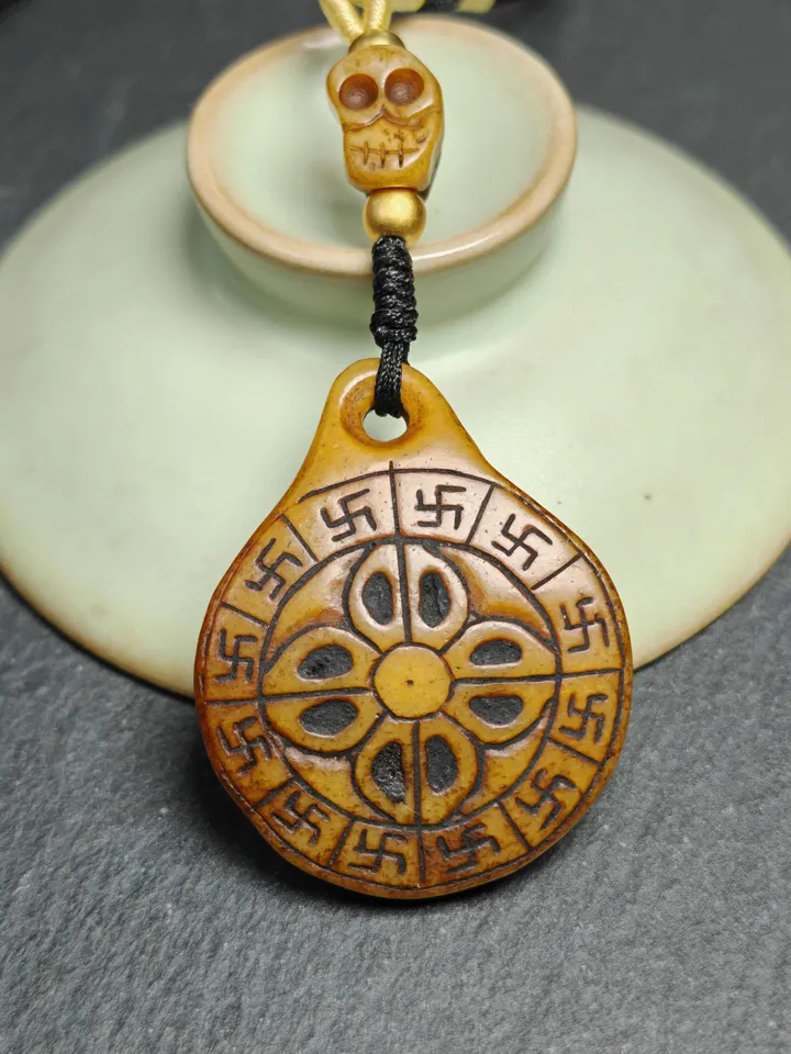 Authentic Mandala Kapala Pendant,Gandhanra Old Tibetan Buddhism Amulet,40mm × 32mm