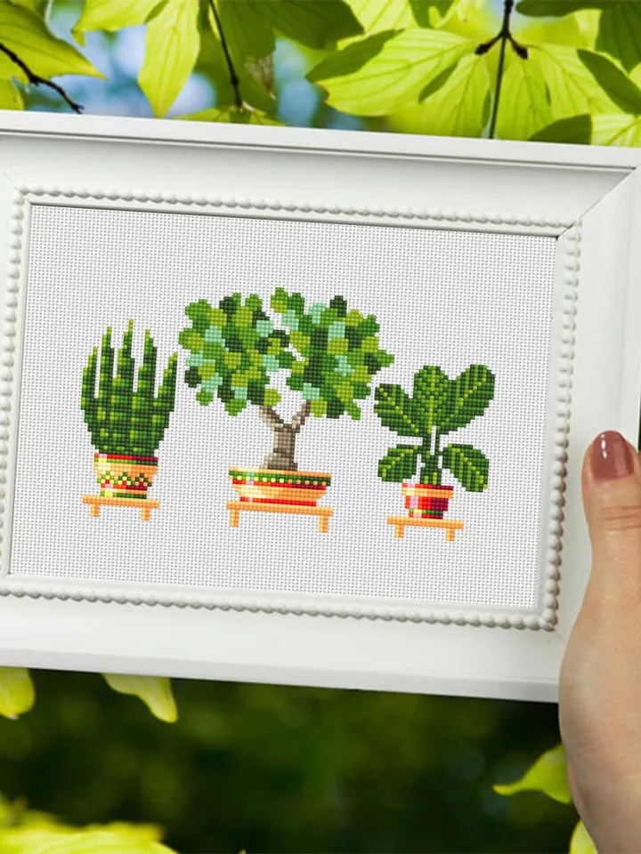 Home plants cross stitch pattern download PDF Garden embroidery PDF, Potted plants cross stitch, Small beginner stitch, DIY Home decor #P19