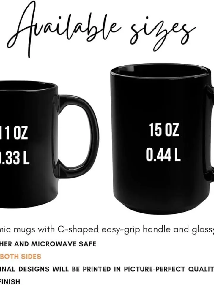Black Floral Mug, Coffee Lover Gift, Tea Cup, Home Decor, Chic Kitchen Accessory, Ceramic 11oz 15oz