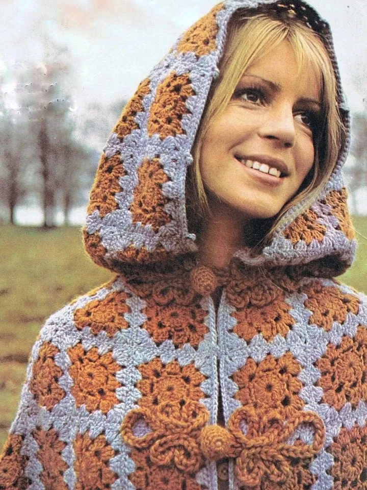 Crochet pattern cardigan, granny squares cardigan, crochet Hooded Cape Coat Crochet Pattern PDF,