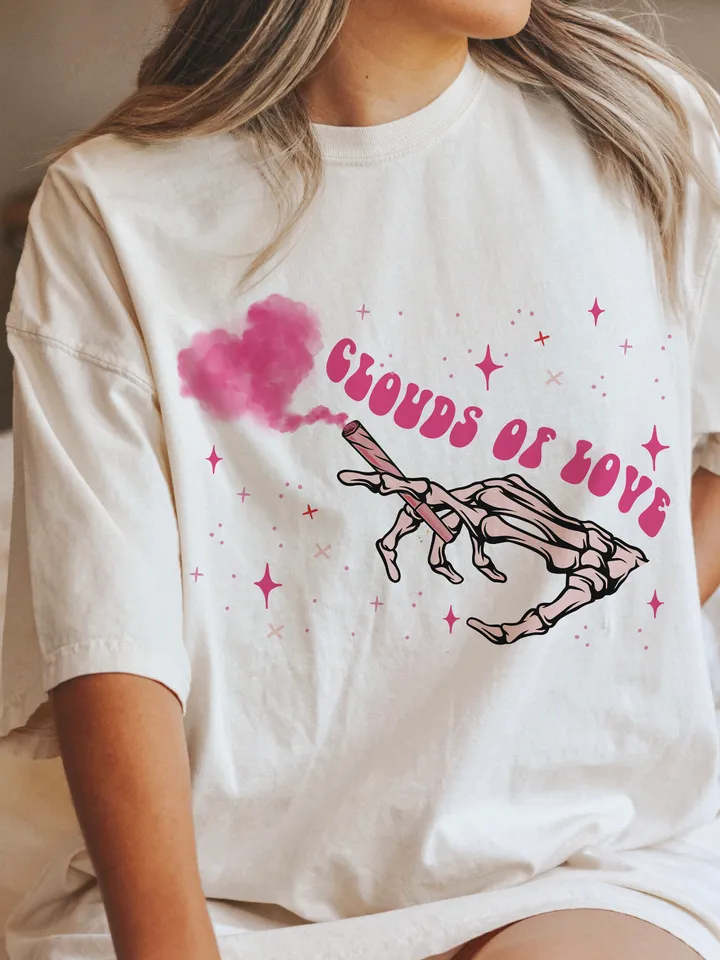 Clouds of Love PNG-Valentine’s Day Sublimation Digital Design Download-smoking png design, cigarette png, xoxo png, hearts png, vday png