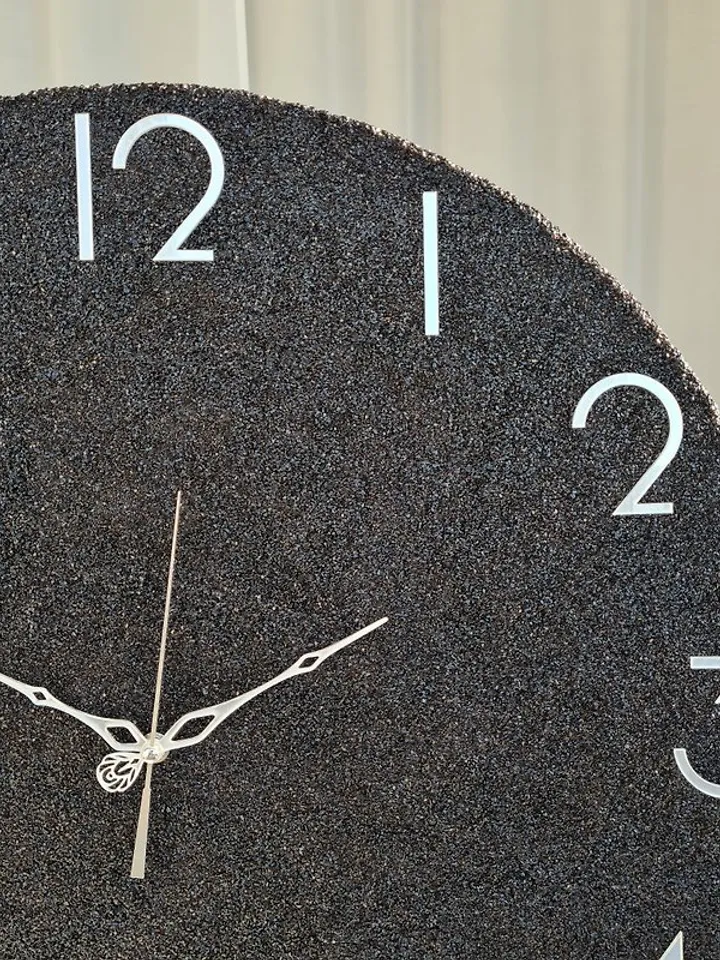 Large black stone wall clock 60 cm Modern wall clock Unique clock Silent clock