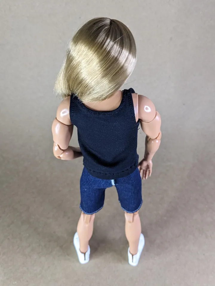 Black tank top for 12-inch fashion male dolls