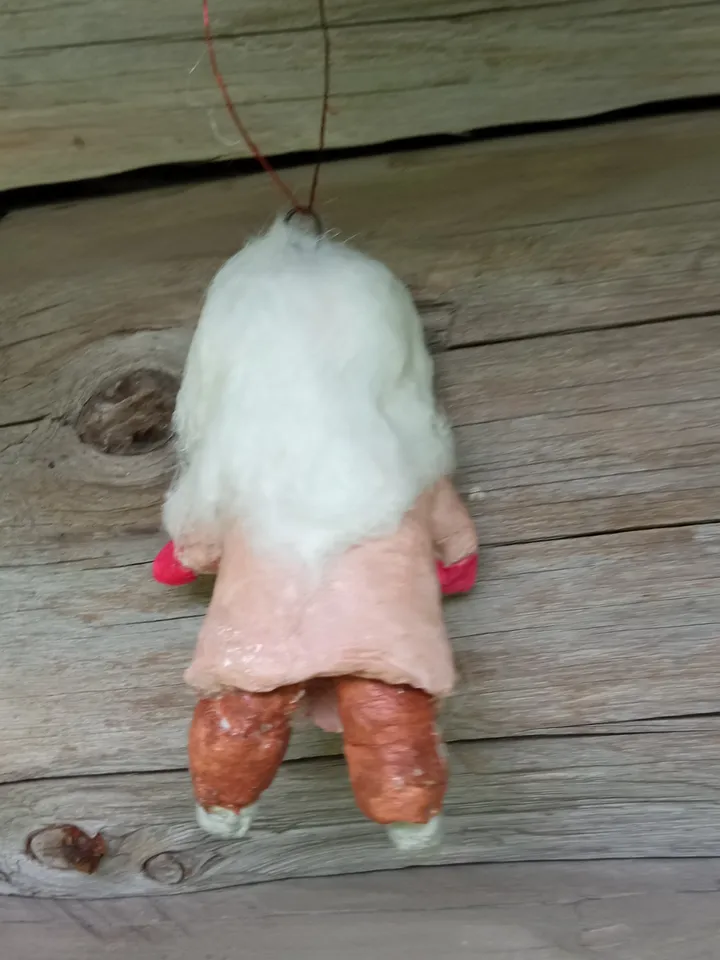 Pair of handmade pendant dolls. Dolls made of cotton wool. Cotton toys for decorating the Christmas tree. Christmas family souvenir. Christmas presents. Xmas gifts New Year's decor. Small dolls. Made in 1 copy. Free shipping