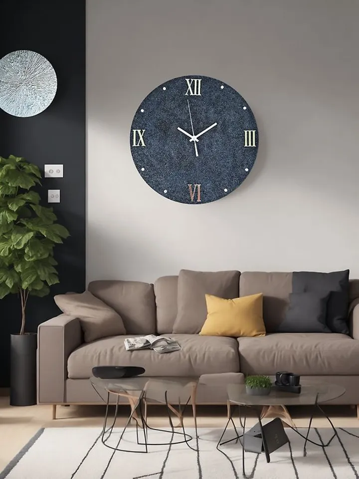 Large gray stone wall clock 40 cm Modern wall clock Unique clock Silent clock