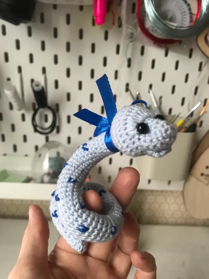 Snake toy keychain blue