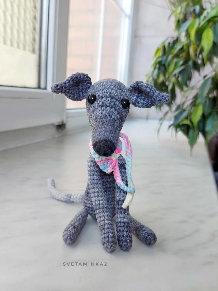 Dog Crochet Pattern Greyhound, Whippet, Italian Greyhound, Galgo, Sighthound, Lurcher. Amigurumi Dog Pattern. Digital Download. PDF.
