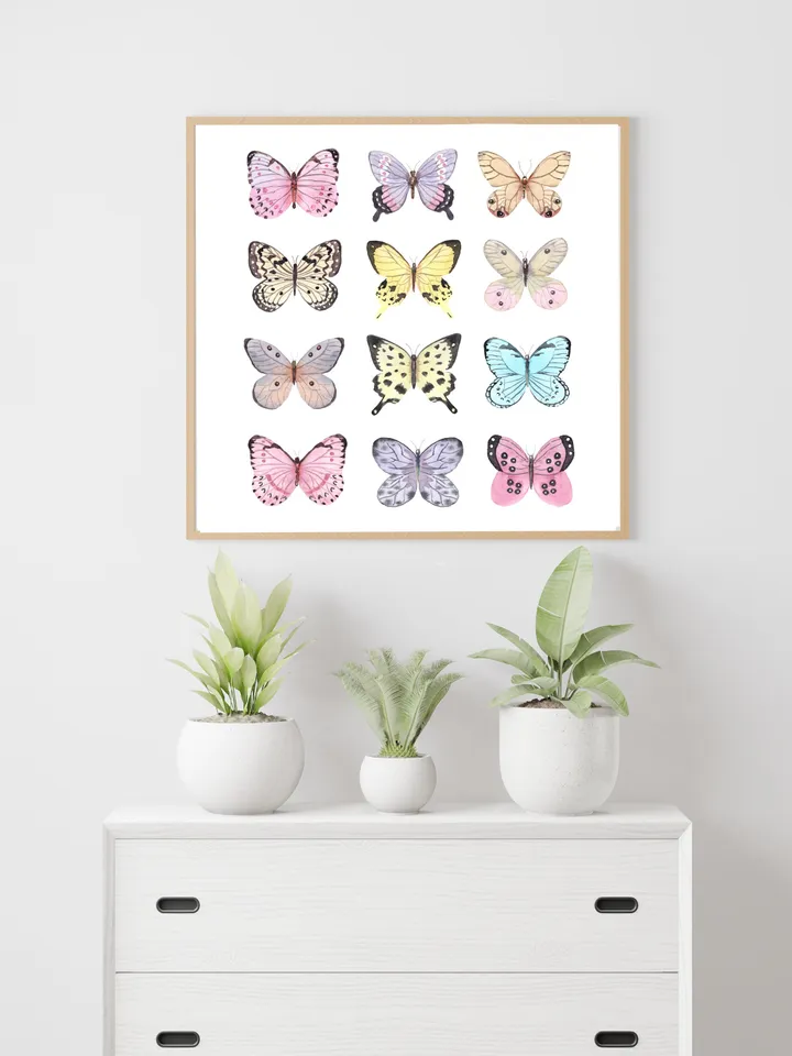 Butterfly Wall Art Print Watercolor Painting Pink Wall Art Decor Insect Art Monarch Butterfly Kids Room Art Pink Art Poster Vintage Print