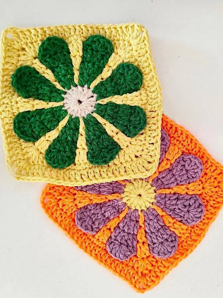 Daisy 3D Crochet pattern  flower granny square crochet pattern easy motif granny square