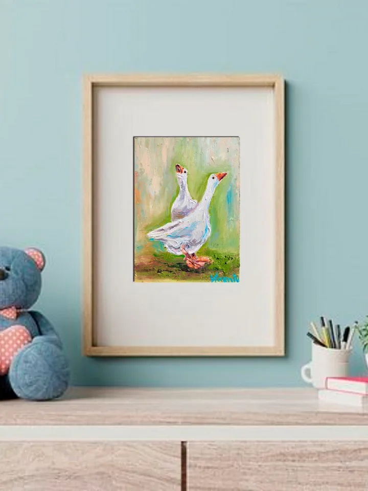 Goose Painting Friend Painting Original Impasto Oil Painting 5x7 Farm Animals Painting Geese Painting Duck Wall Art Bird Art Birthday Gift by ArtFromVictoria