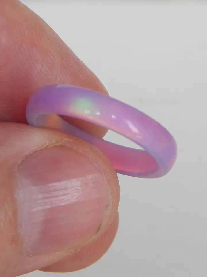 Very beautiful opal ring lavender color. Solid opal band. Synthetic opal ring.