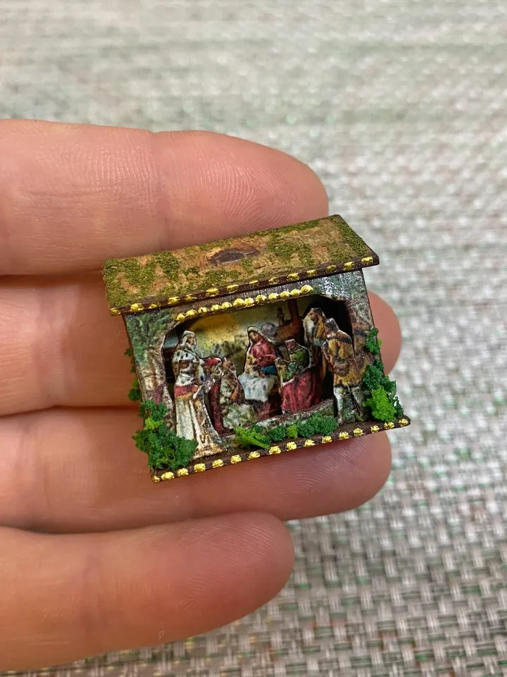 Christmas nativity scene. Doll miniature.1:12. Dollhouse miniature. Handmade. Christmas. Christmas gift.