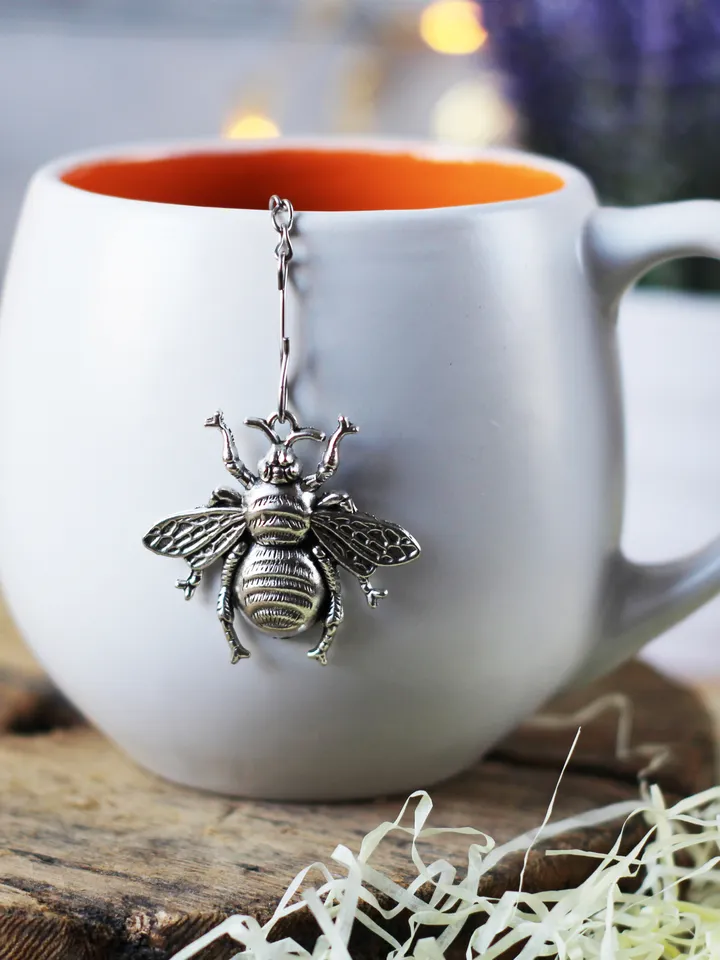 Honey bee tea ball infuser for herbal tea, Tea infuser charm bee, Tea Strainer bee pendant, loose leaf tea lover gift