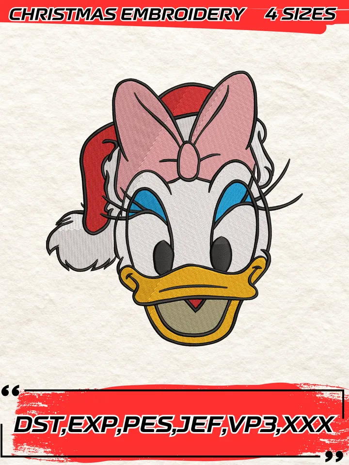 Donald Daisy Santa Embroidery Design,Christmas Embroidery Design,4 Sizes, Digital Download