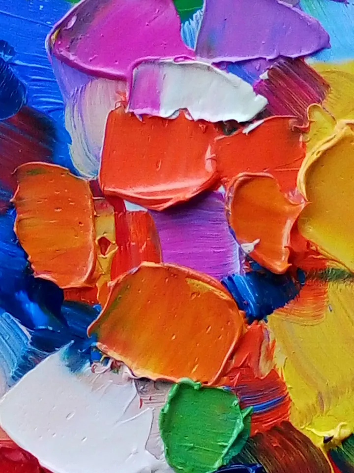 Daisy Painting Abstract Original Art Flower Painting Floral Colorful Small Art Rainbow Still Life 8"x 8" By Colibri Art