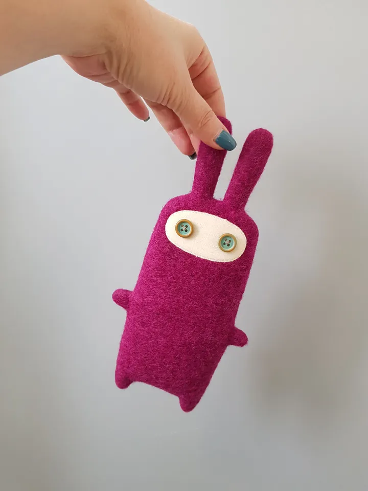 Big pink rabbit sewing pattern PDF digital tutorial in English, animal doll sewing diy