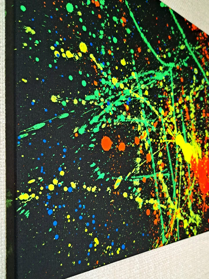 Neon painting "New York" abstract art modern art original black light painting on canvas