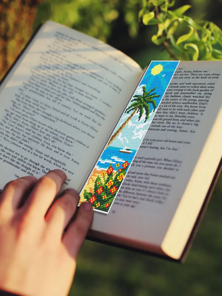 Bookmark nature cross stitch pattern digital PDF Handmade bookmark beach cross stitch summer Instant download Gift for book lover #B24