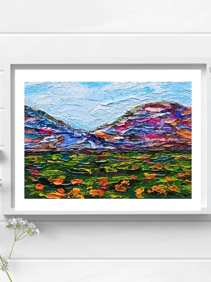 Mini Oil Painting Mountain Landscape Painting in Dollhouse Dollhouse Interior