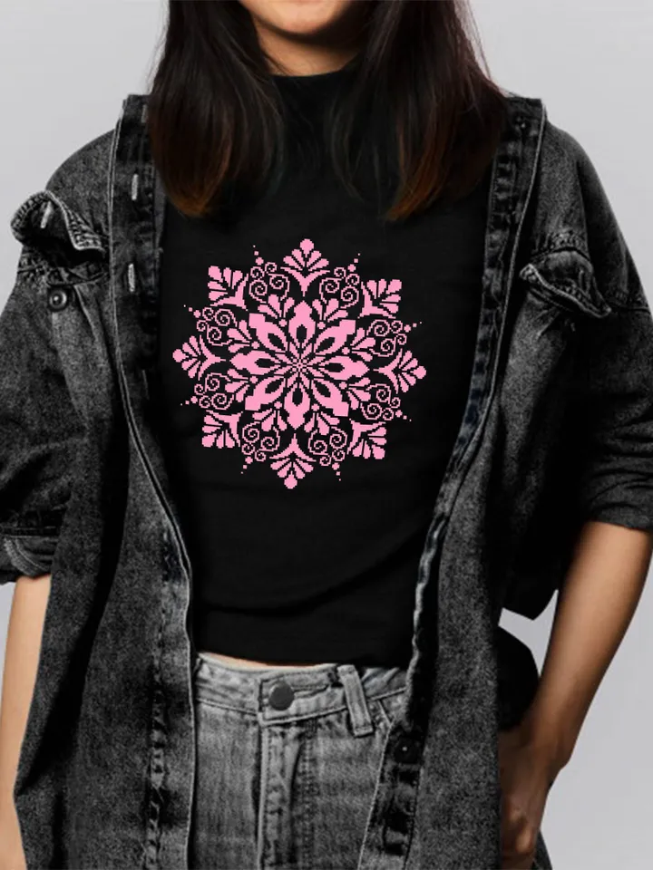 Easy mandala cross stitch pattern download PDF, Monochrome floral ornament cross stitch, Mandala pattern digital PDF, Beginner stitch #M91