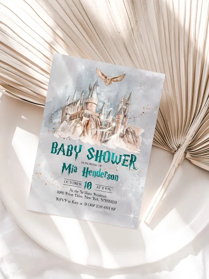 Christmas Magic School Baby Shower Invitation; Editable Winter Wizard Baby Shower invitation; Magic School Baby Shower Printable Invitation