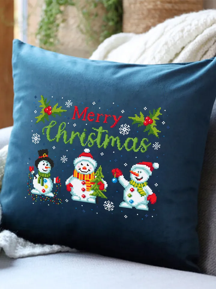 Christmas snowmen cross stitch pattern PDF download, Merry Christmas cross stitch chart, Christmas pattern digital PDF, Cute snowman #N126