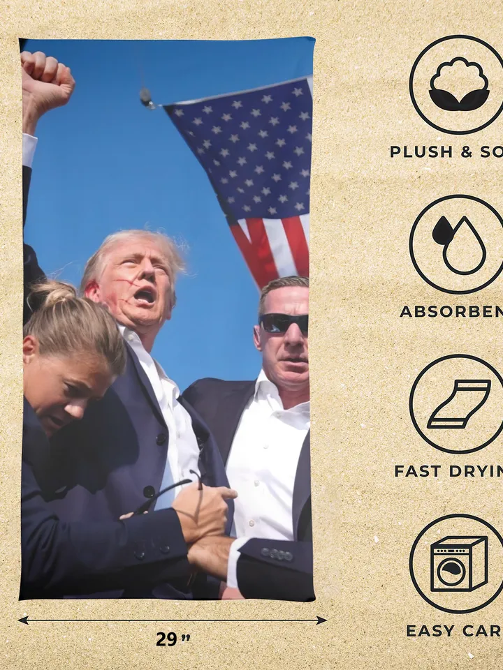 Trump Assassination Beach Towel, Trump Shot Election Bath Towel