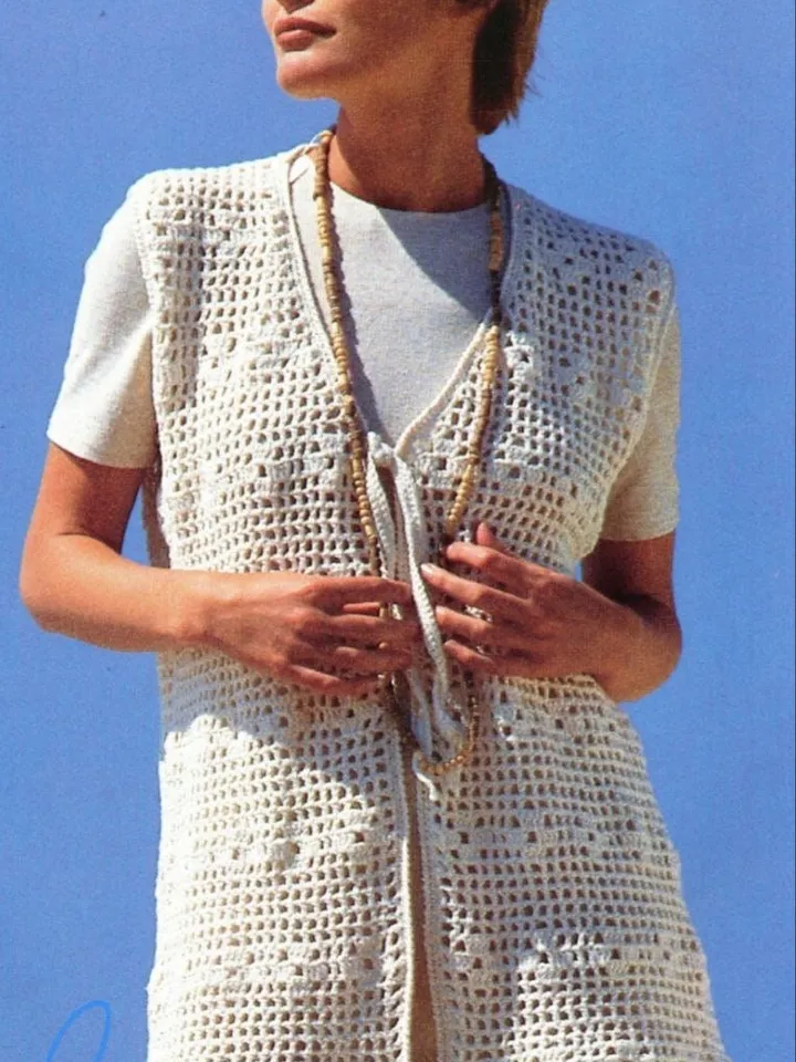 Waistcoat crochet pattern, summer waistcoat crochet, waistcoat pattern pdf instant download
