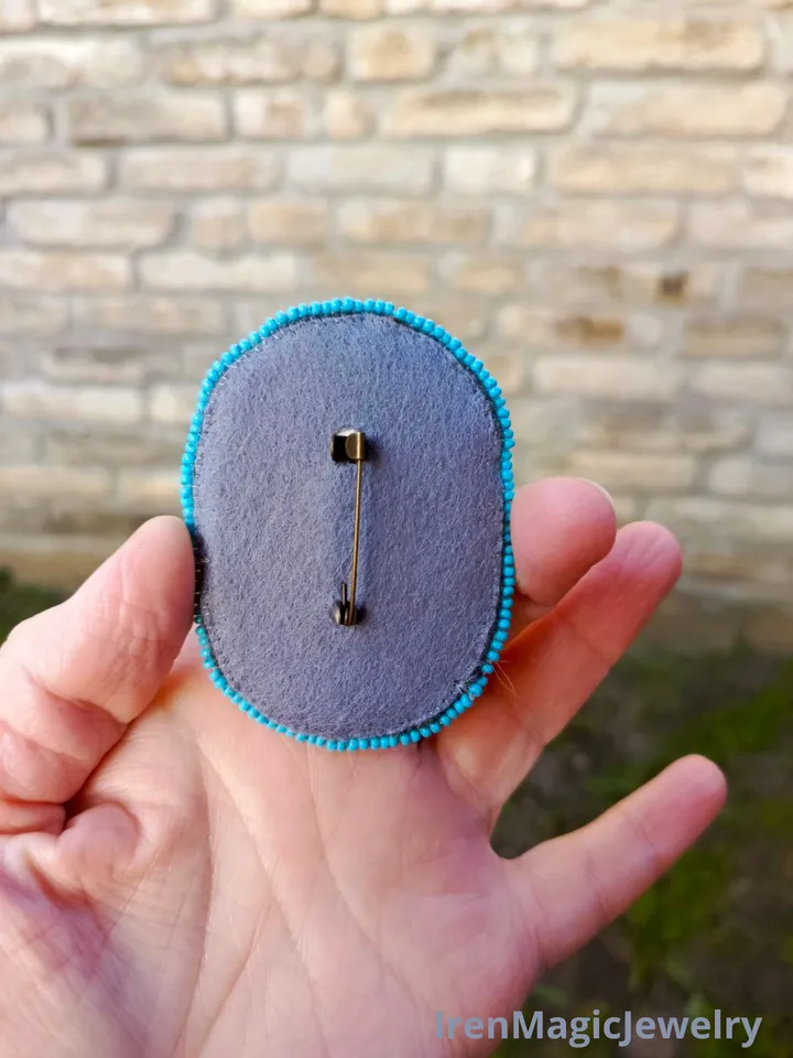 Mohair Crochet Brooch with Wildflower Embroidery