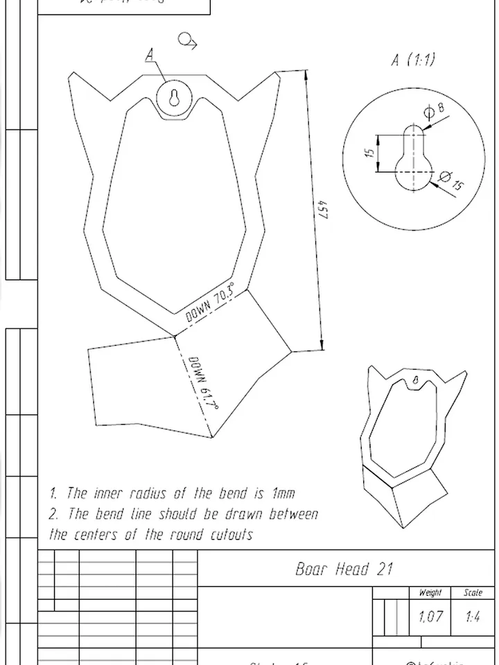Welding Project Plans Drawings Boar Head (DXF, PDF)