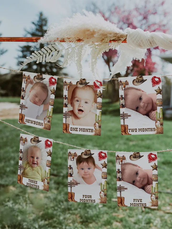 Editable HAPPY BIRTHDAY GARLAND First Rodeo  Birthday party ; Wild West Cowboy Party template; Our little cowboy one Party Birthday; fr12