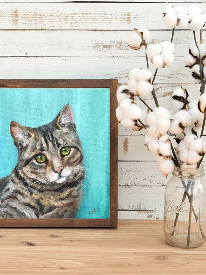 Cats Oil Painting Original Cat Portrait Animal Wall Art Pet Portrait