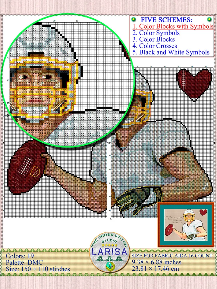 American Football Cross Stitch Pattern | Football Player