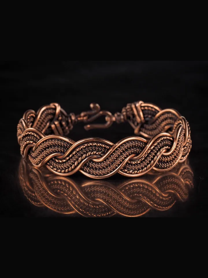 Woven copper wire bracelet Antique style handcrafted copper jewelry Unique gift