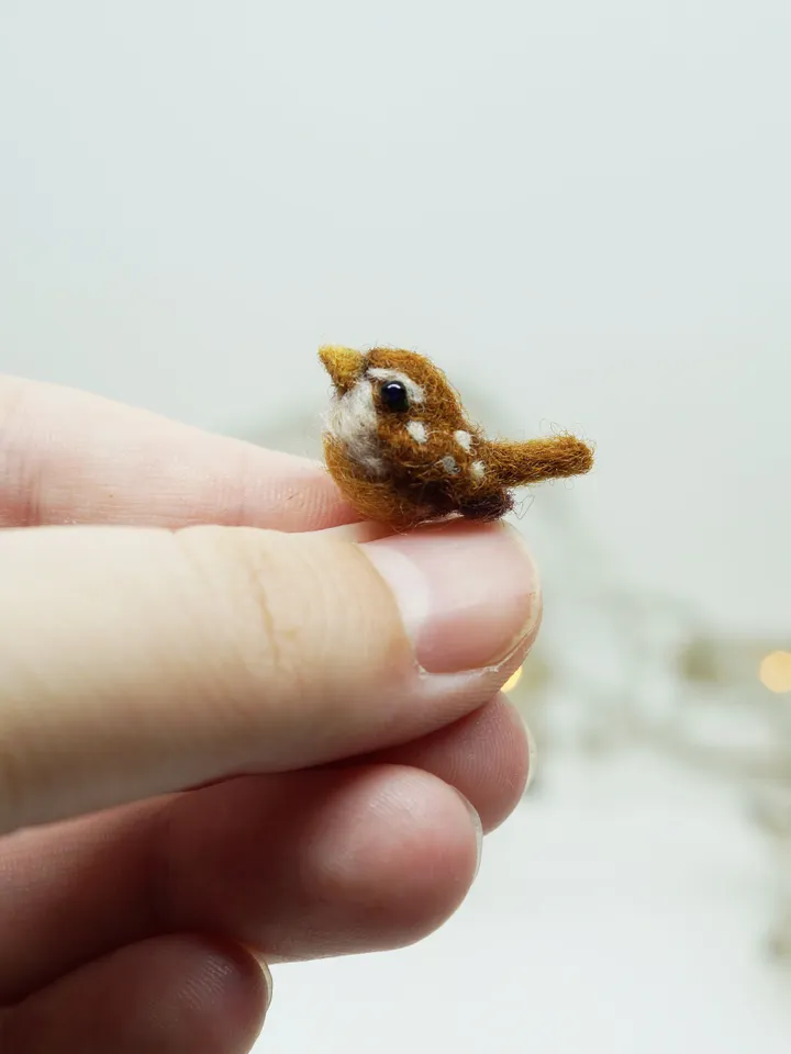 Tiny needle felted wren, miniature bird, made to order