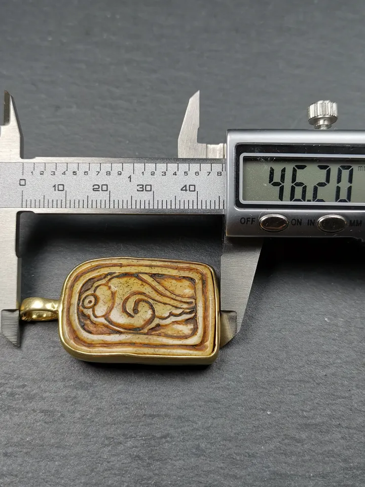 Gandhanra Old Tibetan Buddhism Kapala Amulet,Conch Shell Shankha Pendant ,46mm × 25mm