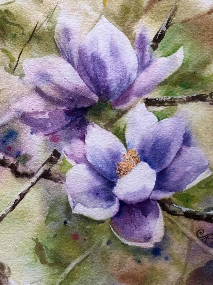 Flowers Original Painting Flora Watercolor Art Spring Wall Art Blooming Trees