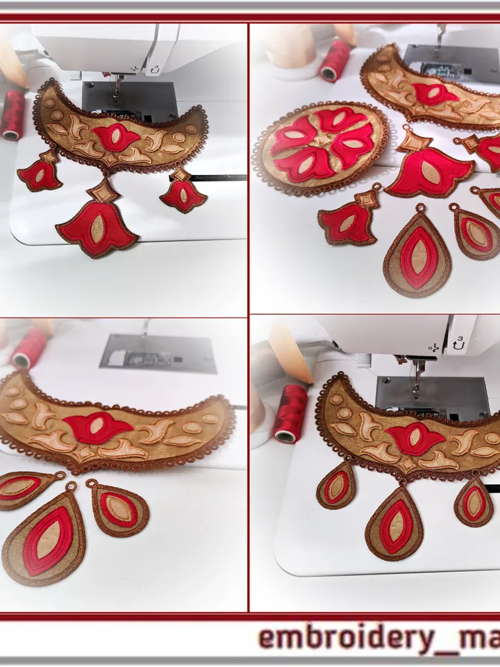 In the hoop embroidery design a set of designs for jewelry Tulip by Embroidery Manavi 05