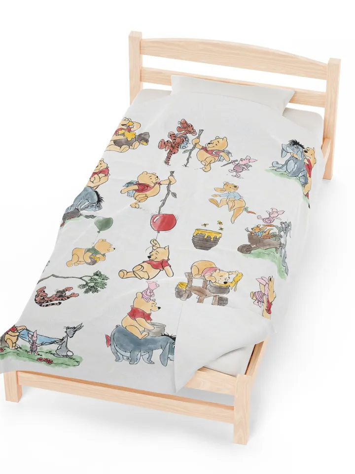 Winnie the Pooh Cozy Plush Blanket; Winnie the Pooh Baby Blanket; Hundred Acre Wood Blanket Gift for baby;