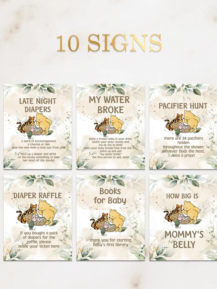 Winnie the Pooh Baby Shower Games; Winnie the Pooh Inspired; Printable Pooh Baby Shower Party Games; Honey Bear Shower Games; Wb1